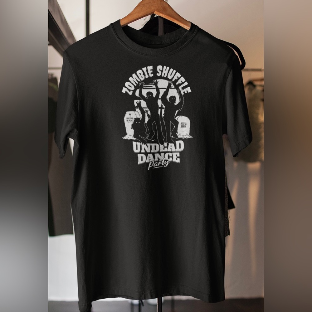 Zombie Shuffle Undead Dance Party Graveyard | Halloween Men’s Black Tee NWT
